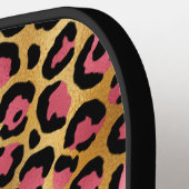 Chic Black Pink Gold Leopard Print Personalisiert Pickleball Schläger (Linke Seite)
