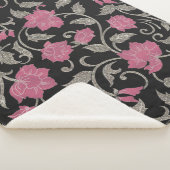 Chic Black Pink Grün Glitzer Blumenbild Sherpadecke (3/4)