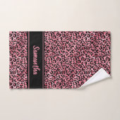 Chic Black Pink Leopard Print Personalisiert Badhandtuch Set (Handtuch)