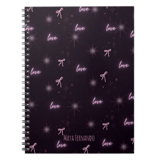 Chic Black & Pink Liebe-Themed Spiralnotebook Notizblock