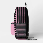 Chic Black & Pink Line Art Backpack Bedruckter Rucksack (Rechts)