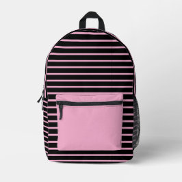 Chic Black & Pink Line Art Backpack Bedruckter Rucksack
