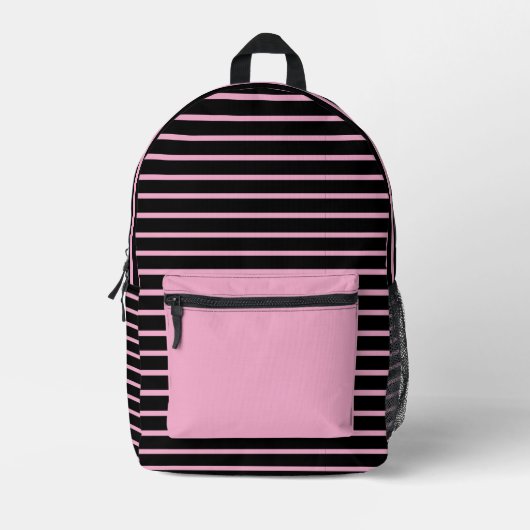 Chic Black & Pink Line Art Backpack Bedruckter Rucksack (Vorderseite)