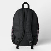 Chic Black & Pink Line Art Backpack Bedruckter Rucksack (Rückseite)