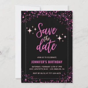 Chic Black Pink Save the Date 81. Geburtstag Einladung