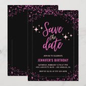 Chic Black Pink Save the Date 97. Geburtstag Einladung (Vorne/Hinten)