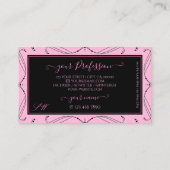 Chic Black Pink Sparkling Diamonds Monogram Verzie Visitenkarte (Rückseite)