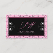 Chic Black Pink Sparkling Diamonds Monogram Verzie Visitenkarte (Vorderseite)