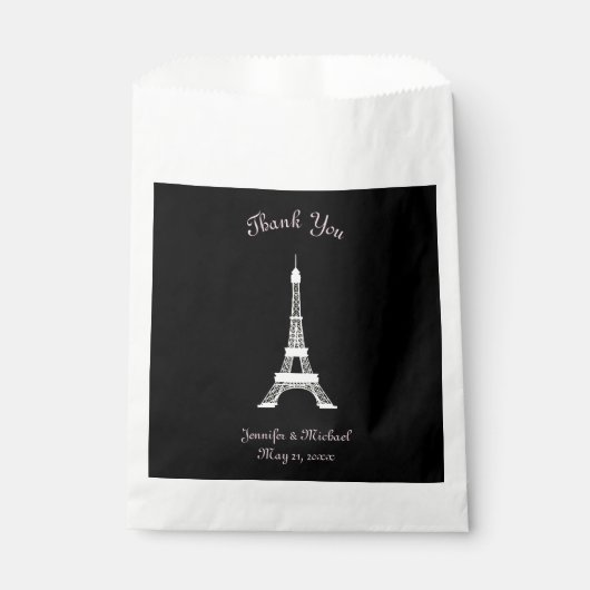 Chic Black Pink White French Style Eiffelturm Geschenktütchen (Vorderseite)