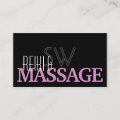 Chic Black Pink White Simple Monogram und Foto Visitenkarte (Vorderseite)