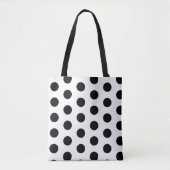 Chic Black Polka Dots auf Weiß Tasche (Vorderseite)