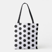 Chic Black Polka Dots auf Weiß Tasche (Rückseite)