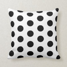 Chic Black Polka Dots auf weißem Kissen mit Rücken