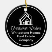 Chic Black Real Estate Company Customized Realtor Keramik Ornament (Vorne)