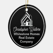 Chic Black Real Estate Company Customized Realtor Keramik Ornament (Links)