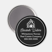 Chic Black Real Estate Company Customized Realtor Magnet (Vorderseite/Rückseite)
