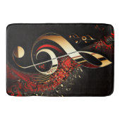 Chic Black Red and Gold Treble Clef Note Badematte (Vorderseite)
