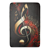 Chic Black Red and Gold Treble Clef Note Badematte (Vorderseite Vertikal)