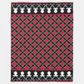 Chic Black Red Checkered & Rentier Silhouetten Fleecedecke (Vorderseite)