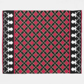 Chic Black Red Checkered & Rentier Silhouetten Fleecedecke (Vorderseite (Horizontal))
