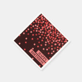 Chic Black Red Confetti Happy Birthday Napkins Serviette (Ecke)