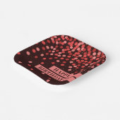 Chic Black Red Confetti Happy Birthday Pappteller (Gewinkelt)