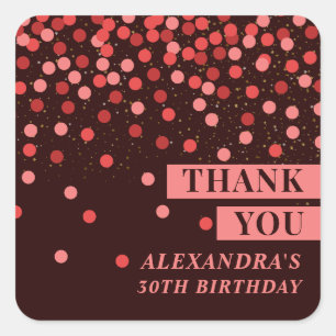Chic Black Red Confetti Vielen Dank Sticker