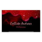 Chic Black Red Drippings Glitzer Marmor Magnetische Visitenkarte (Vorderseite)