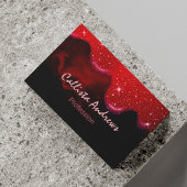 Chic Black Red Drippings Glitzer Marmor Visitenkarte