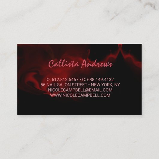 Chic Black Red Drippings Glitzer Marmor Visitenkarte (Rückseite)