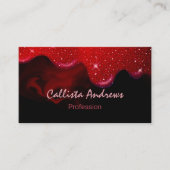 Chic Black Red Drippings Glitzer Marmor Visitenkarte (Vorderseite)