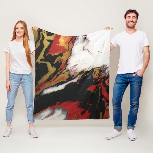 Chic Black Red Gold Abstrakt Fleece Blanket (Med) (Beispiel)