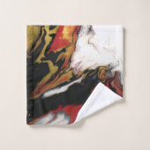 Chic Black Red Gold Abstrakte Badetücher Badhandtuch Set (Waschlappen)