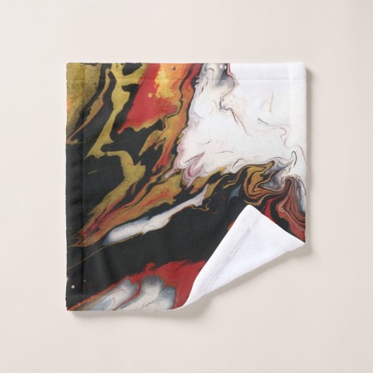 Chic Black Red Gold Abstrakte Badetücher Badhandtuch Set (Waschlappen)