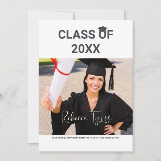 Chic Black & Red Typografy Foto Einladung (Vorderseite)