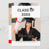 Chic Black & Red Typografy Foto Einladung (Vorne/Hinten)