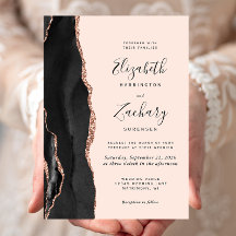 Chic Black Rose Gold Agate Blush Wedding
