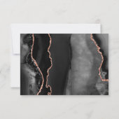 Chic Black Rose Gold Agate Blush Wedding RSVP Karte (Rückseite)