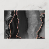 Chic Black Rose Gold Agate Dunkle Hochzeitsempfehl Begleitkarte (Rückseite)