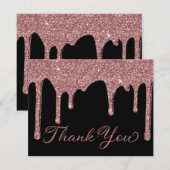 Chic Black Rose Gold Drilling Glitzer Vielen Dank Dankeskarte (Vorne/Hinten)
