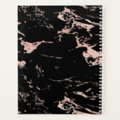 Chic Black Rose Gold Foil Marmor Monogramm Planer (Rückseite)