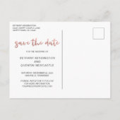 Chic Black Rose Gold Foil Skript Save the Date Ankündigungspostkarte (Rückseite)