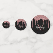 Chic Black Rose Gold Glitzer Tropfen Geburtstag Konfetti (Vorderseiten)