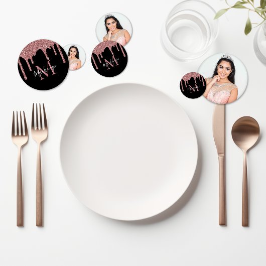 Chic Black Rose Gold Glitzer Tropfen Geburtstag Konfetti