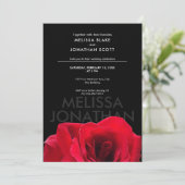 Chic Black & Rote Rose Template Hochzeit Einladung (Stehend Vorderseite)