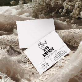 Chic Black Script 30. Geburtstag Elegant & Modern Einladung