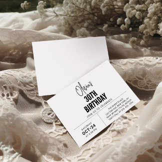 Chic Black Script 30. Geburtstag Elegant & Modern Einladung