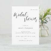 Chic Black Script Bridal Shower Invitation Minimal Einladung (Stehend Vorderseite)