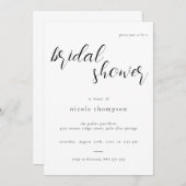 Chic Black Script Bridal Shower Invitation Minimal Einladung (Vorne/Hinten)