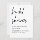 Chic Black Script Bridal Shower Invitation Minimal Einladung (Vorderseite)